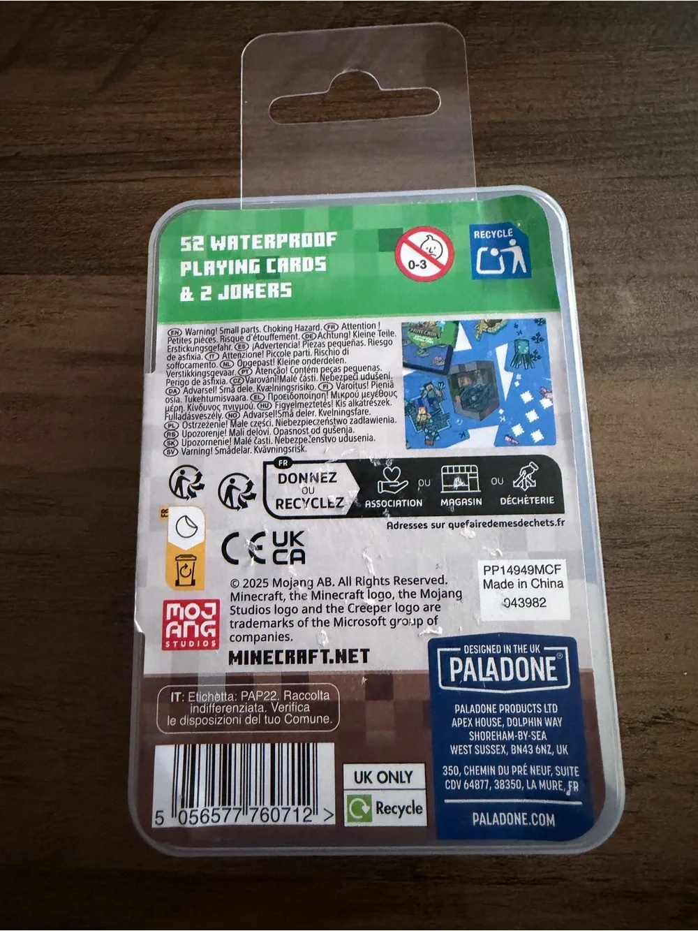 Minecraft Waterproof Playing Cards - Green